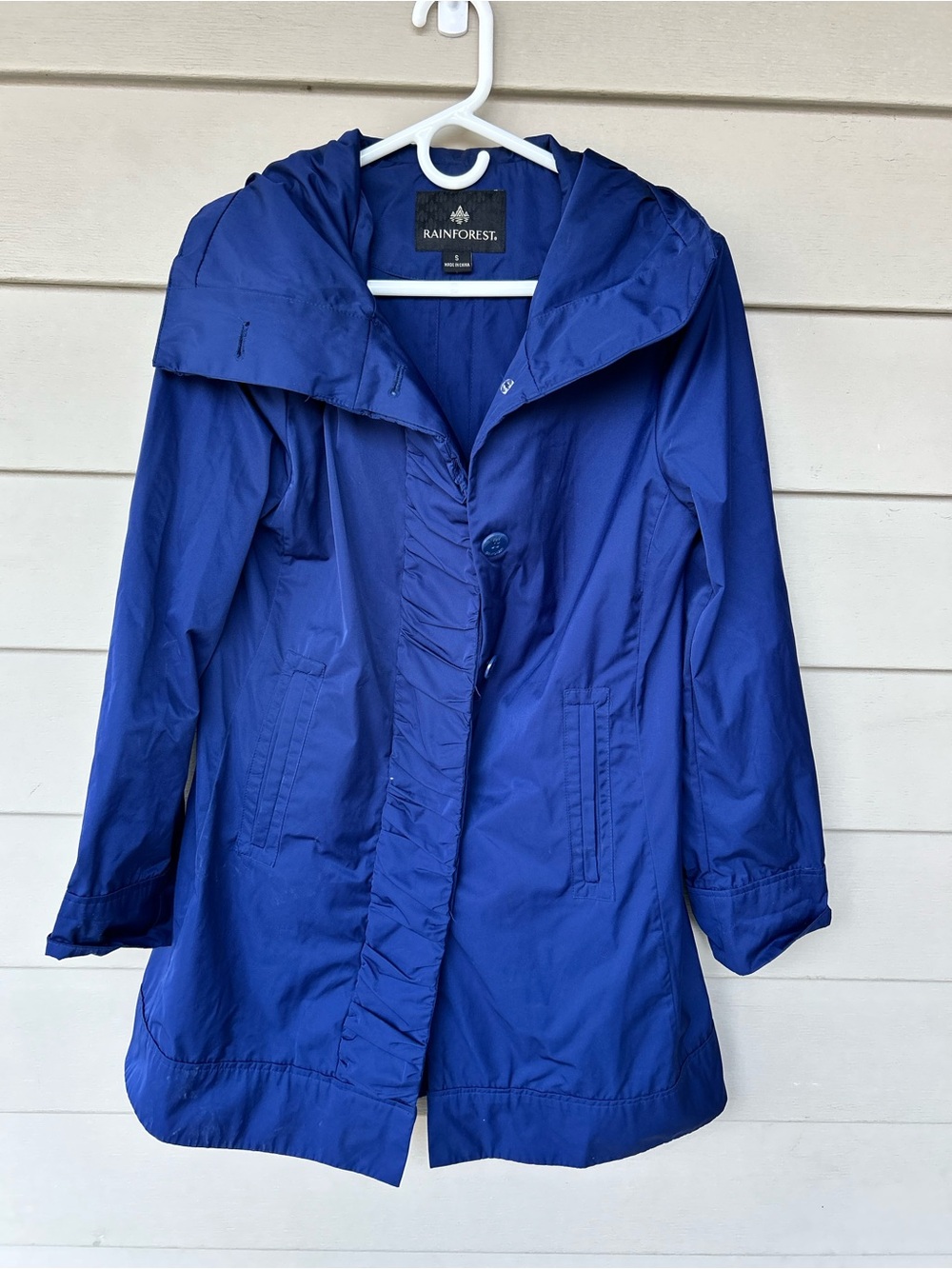 RAINFOREST Women's Royal Blue Hooded Trench Coat